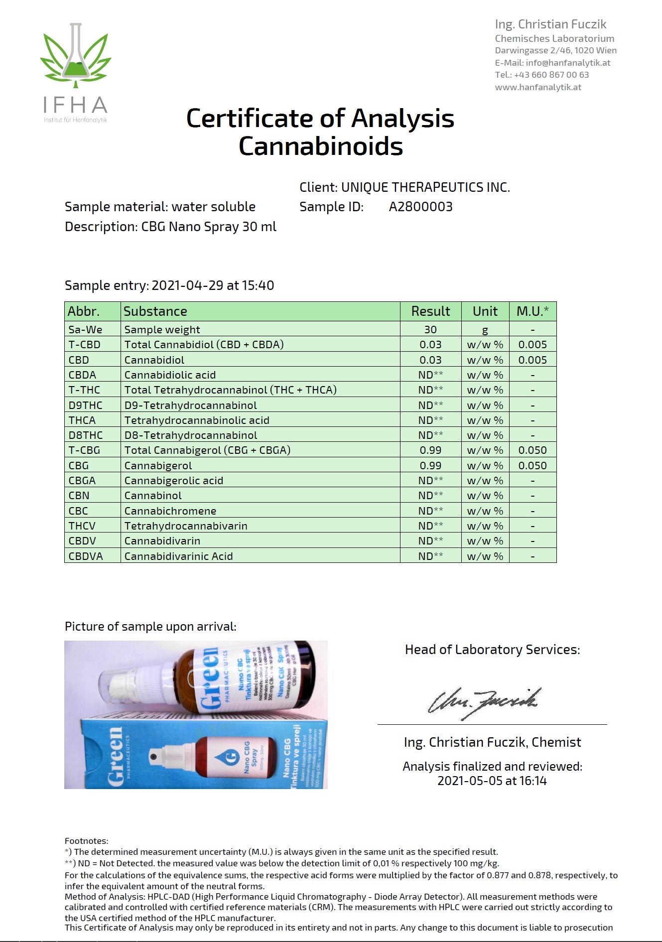 Spray Nano CBG (10%) - 300mg